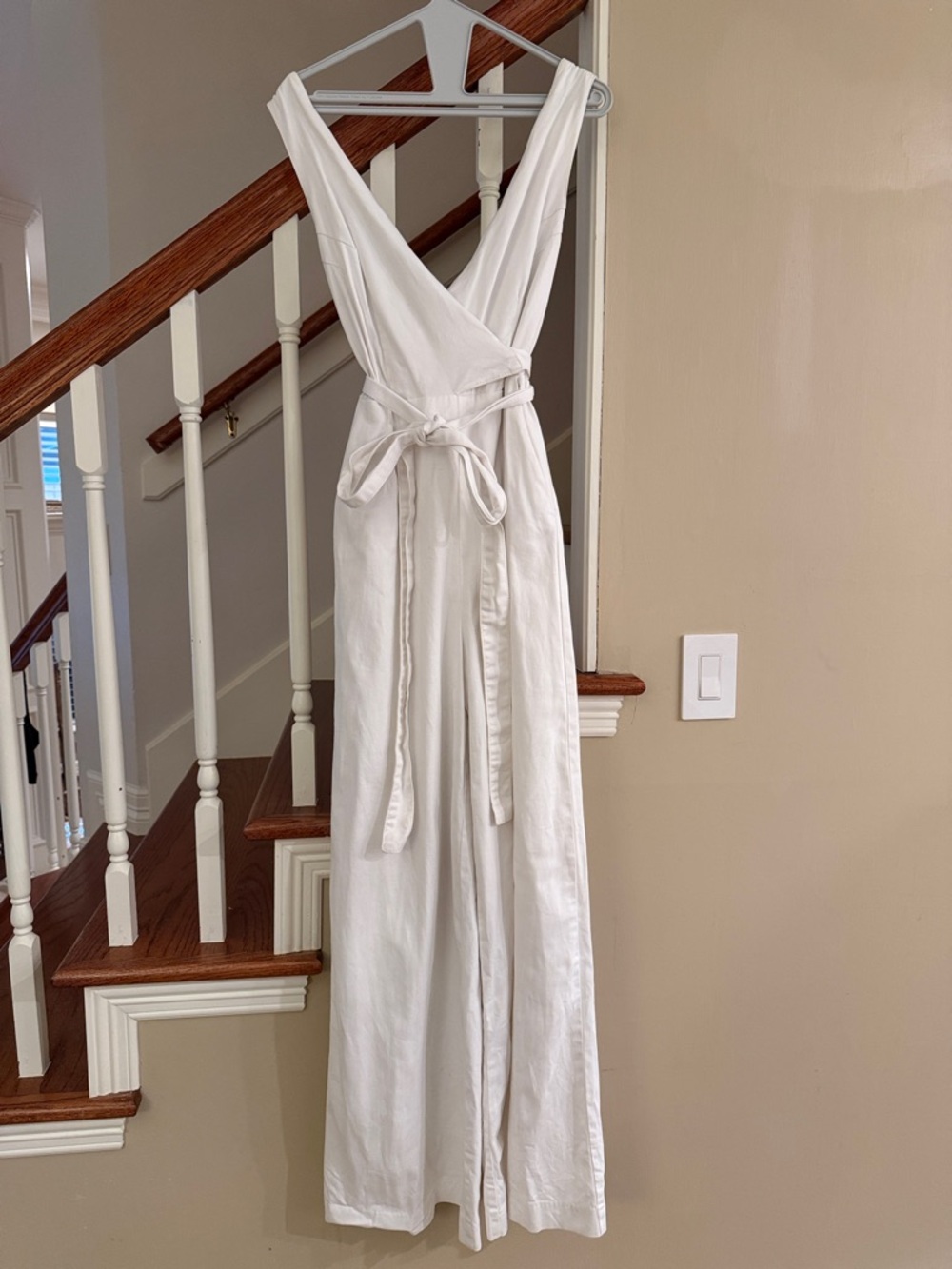 Anthropologie CHINO White Wrap Jumpsuit with Tie Belt